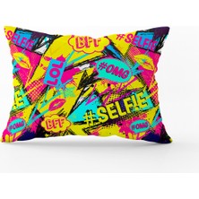 Cango Home Siyah Çok Renkli Popart Tarz Modern Dijital Baskı Kırlent Yastık Kılıfı - CGH442-3550 Çift Tarafı Baskılı