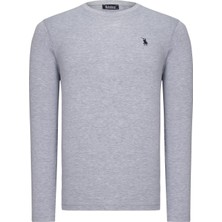 T8588 DEWBERRY BİSİKLET YAKA UZUN KOL T-SHIRT-AÇIK GRİ