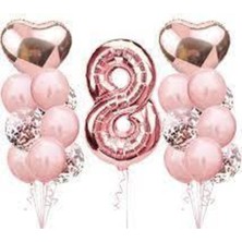 Best Parti 8 Yaş Rose Gold Doğum Günü Balon Seti