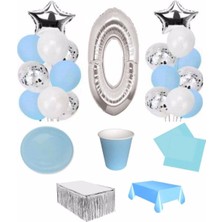 Best Parti Mavi Gümüş 0 Yaş Lüks Hazır Doğum Günü Seti