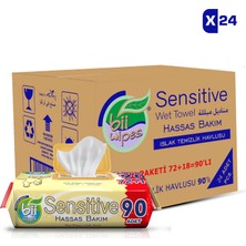 Bii Wipes Sensitive 90'lı Mendil Hassas Bakım Islak Havlusu 24x90 2160 Yaprak