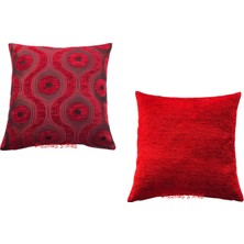 Pillows Store Geometrik Desenli Kırmızı Kırlent Seti   45 x 45 Cm  -2 Adet