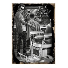 Webcenter Berber Dükkanı Desenli Ahşap Tablo 25CM x 30CM