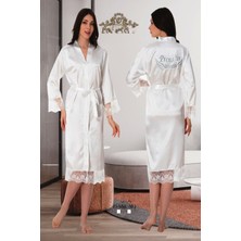 Effortt Ekru Prens'in Annesi Yazılı Lohusa Saten Sabahlık