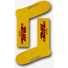 Neşeli Çoraplar Turuncu Dhl Express Desenli Atletik Kadın Çorap