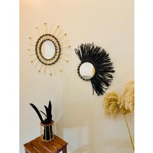 Kattuna Wall Art Rafya ve Boncuklu Ayna Duvar Dekorasyon Ürünü 2’li Set