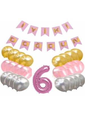 Bal10 Dünyası Pembe Konsept 6 Yaş Doğum Günü Kutlama Seti