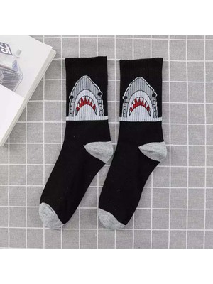 Köstebek Shark Siyah Unisex Çorap