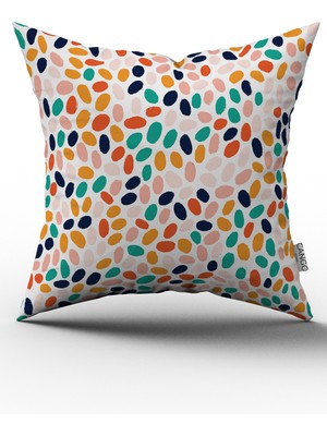 Cango Home Turuncu Yeşil Tropik Geometrik Desenli Dijital Baskılı Kırlent Kılıfı CGH1046