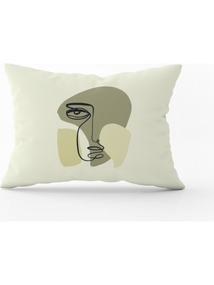 Cango Home Beyaz Yeşil Modern Silüet Figür Desenli Dijital Baskı Kırlent Yastık Kılıfı CGH518-3550 Çift Tarafı Baskılı