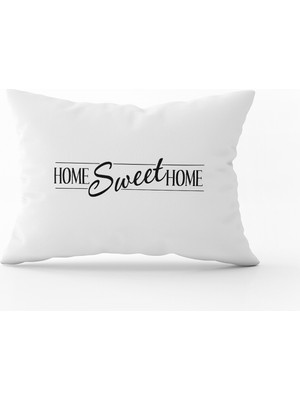 Cango Home Beyaz Siyah Home Sweet Home Dekoratif Dijital Baskı Kırlent Yastık Kılıfı - CGH483-3550 Çift Tarafı Baskılı