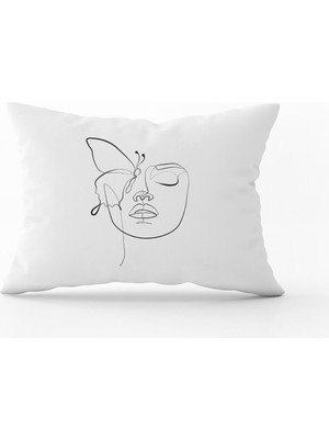 Cango Home Beyaz Siyah Modern Silüet Figür Desenli Dijital Baskı Kırlent Yastık Kılıfı CGH516-3550 Çift Tarafı Baskılı
