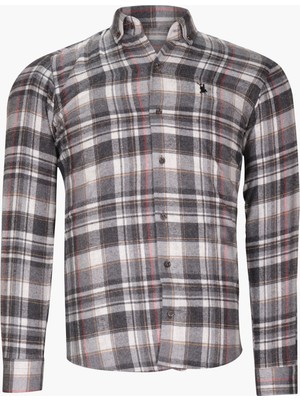 Dewberry G704 Dewberry Erkek Gömlek-Ekose Antrasit