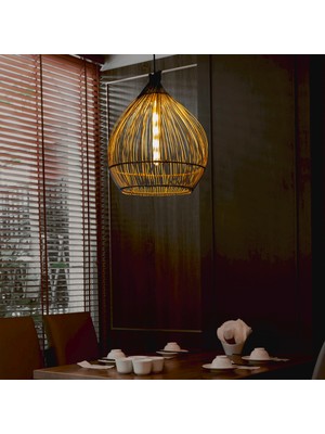 Rattan Avize Sarkıt Bambu  Dome