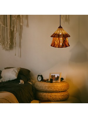 Rattan Avize Sarkıt Bambu  Mushroom