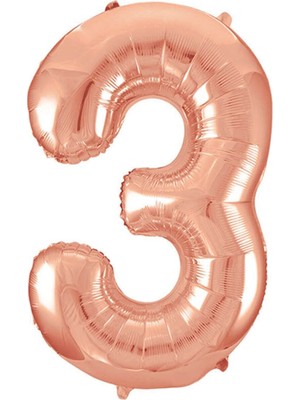 Best Parti Folyo Balon 34 Inç  80 cm 3 Rakam Rose Gold