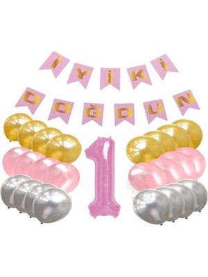 Best Parti Pembe Konsept 1 Yaş Doğum Günü Kutlama Seti