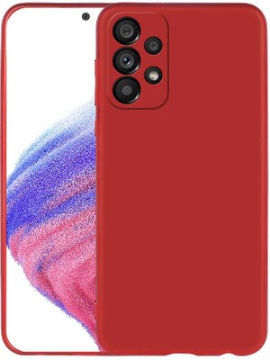 Tekno Grup Samsung Galaxy A33 5g Kılıf Kamera Korumalı Mat Premium Silikon Kılıf Kırmızı + Cam Ekran Koruyucu