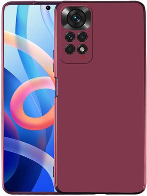 Tekno Grup Xiaomi Redmi Note 11 Kılıf Kamera Korumalı Mat Premium Silikon Kılıf Mürdüm + Nano Ekran Koruyucu