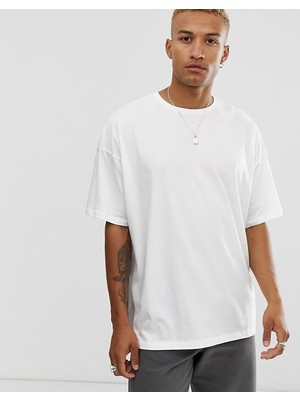 The Wert Unisex Oversize Beyaz Düz Renk T-Shirt