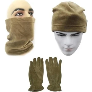 ŞAFAK25 Askeri Malzeme Polar Bere Boyunluk Eldiven 3'lü Set Askeri Kum