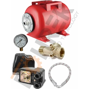 CRW24-İ 24 Lt Full Set Yatay Hidrofor Genleşme Tankı - Manometre + Durug Şalter + Beşyol + Flex