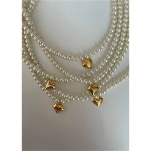 Incili Mini Kalpli Kolye