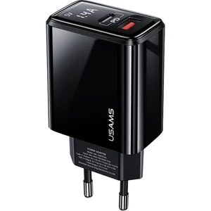 Usams US-CC133 T40 20W Qc3.0+Pd Type-C+Usb Dijital Göstergeli Hızlı Şarj Başlığı