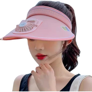USB Şarj Fan Kapağı Güneş Kremi Geniş Ağızlı Ayarlanabilir Güneş Şapkası (Yurt Dışından)