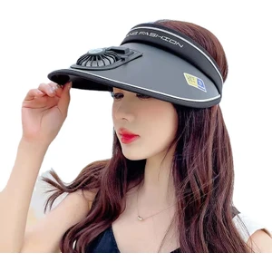 USB Şarj Fan Kapağı Güneş Kremi Geniş Ağızlı Ayarlanabilir Güneş Şapkası (Yurt Dışından)