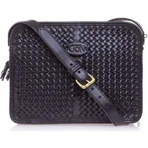 Handmade Peke Siyah Deri Kadın Çapraz Askılı Çanta 042 Peke