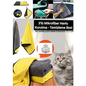 3'lü 60*30 Mikrofiber Havlu Araba Oto Cam Kapı Bezi Hayvan Kurutma Bezi