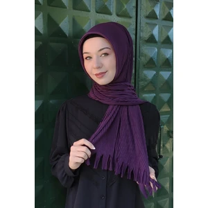Moda Mevsimi Moda Bone Pratik Piliseli Pamuk Hazır Şal Koyu Mürdüm