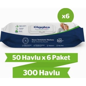Vücut Temizleme Havlusu 50'li 6 Paket 300 Havlu