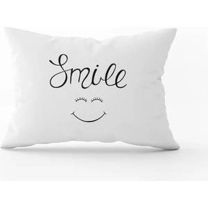 Cango Home Beyaz Siyah Smile Yazılı Dekoratif Dijital Baskı Kırlent Yastık Kılıfı - CGH471-3550 Çift Tarafı Baskılı