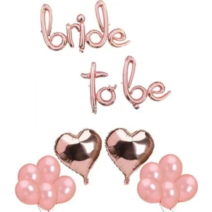 Beysüs Bride To Be Imza Folyo Balon 10 Adet Rose Gold Balon 2 Adet 16 Inc Kalp Folyo Balon