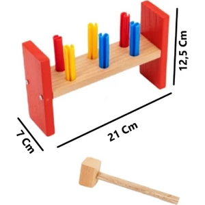 Ayas Eğitici Oyuncak Renkli Ahşap Eğitici Geliştirici Çekiçli Çak Çak Oyunu