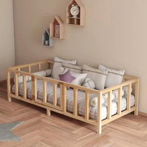 Zerka Concept Lara Ahşap Montessori Çocuk Yatak Karyola Beşik Ithal Çam 90*190