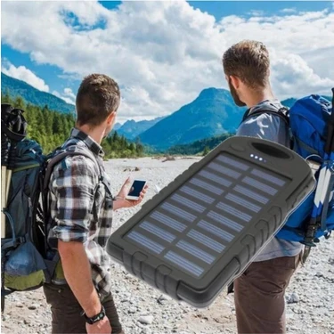 Solar Güneş Enerjili 10000 Mah 12 Power LED Işik Power Bank