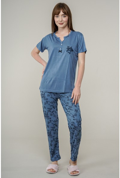 Markosin Kadın Yaprak Desenli Pijama Takımı L5200