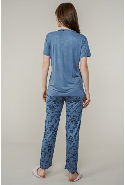 Markosin Kadın Yaprak Desenli Pijama Takımı L5200