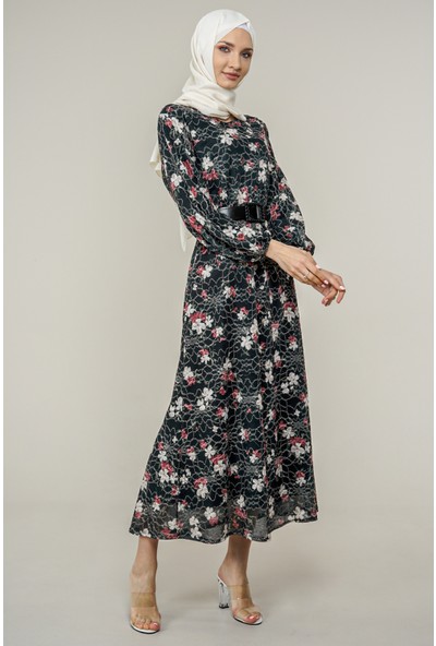 Markosin Kadın Çiçek Desenli Uzun Elbise 85010