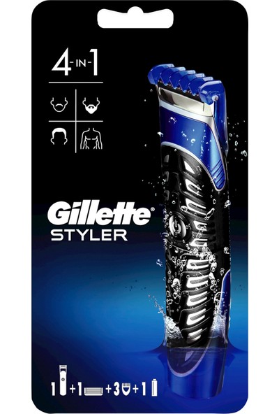 Gillette Fusion Proglide Styler 4'ü 1 Arada Tıraş Makinesi (Tıraş Bıçağı, Kenar Düzeltici, Sakal Şekillendirici ve Vücut)