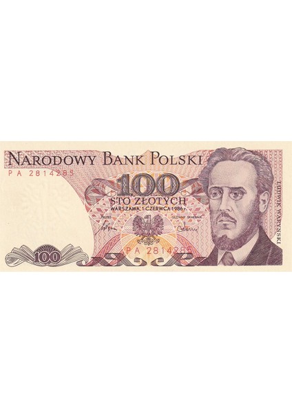 Polonya, 100 Zloti (1986) P#143E Çil Eski Yabancı Kağıt Para fiyatları