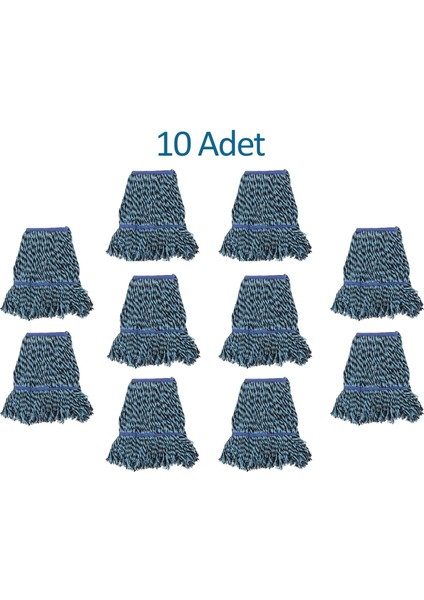 Geniş Yedek Islak Mop Paspas Ucu Başlığı Pamuklu 500 Gram. 25 Cm. Mavi 10 Adet