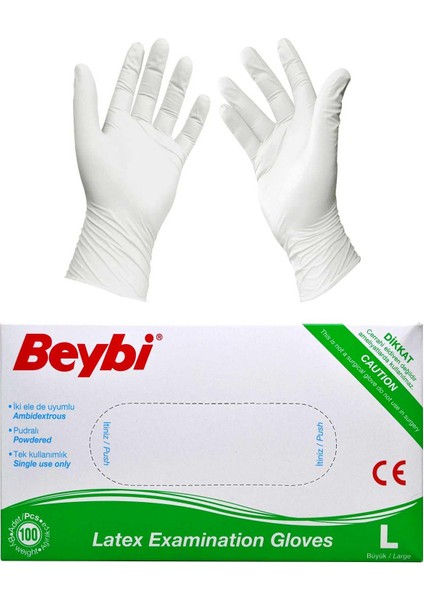 Tek Kullanımlık Lateks Beyaz Pudralı Large Muayne Eldiveni - 10 Adet 100'LÜ Paket / Koli fiyatları