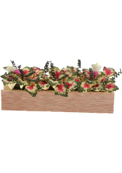 1/12 Ölçekli Dollhouse Minyatür Kil Bitki Çiçek ile Ahşap Pot Oda Dekor (Yurt Dışından)