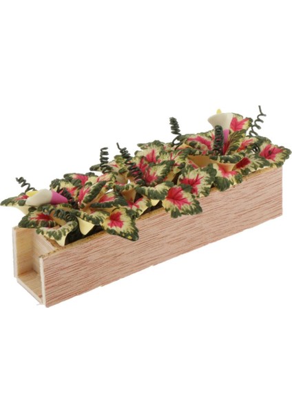 1/12 Ölçekli Dollhouse Minyatür Kil Bitki Çiçek ile Ahşap Pot Oda Dekor (Yurt Dışından) fiyatları