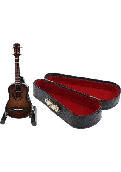 1/12 Dollhouse Mini Ahşap Elektro Gitar Modeli Standı Saklama Kutusu ile # 1 Koyu Kahverengi (Yurt Dışından)