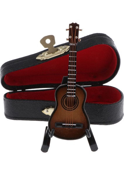 1/12 Dollhouse Mini Ahşap Elektro Gitar Modeli Standı Saklama Kutusu ile # 1 Koyu Kahverengi (Yurt Dışından)
